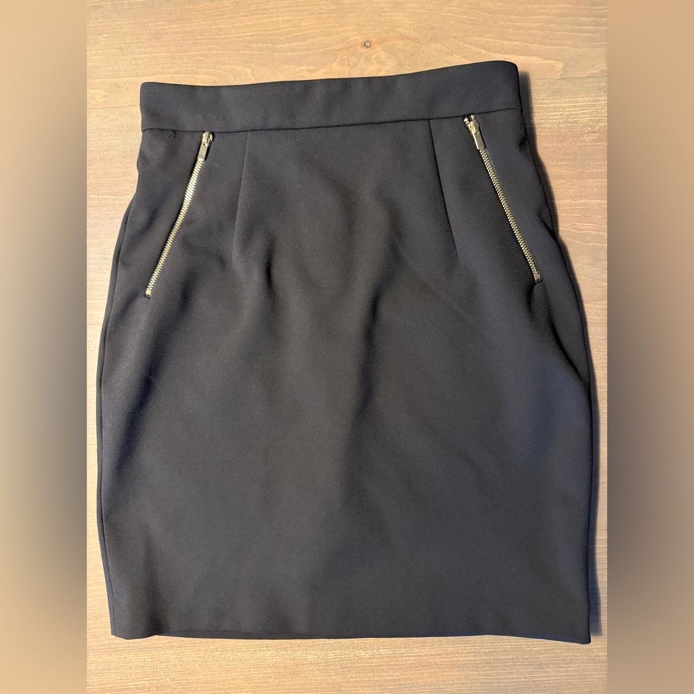 Zara Black Pencil Skirt with Zipper Details